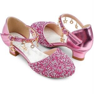 Either Sparkly  dressy Pink with Ankle Strap , princess sandal size :4 big kid